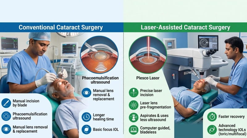 Difference between Laser Cataract Surgery and Conventional